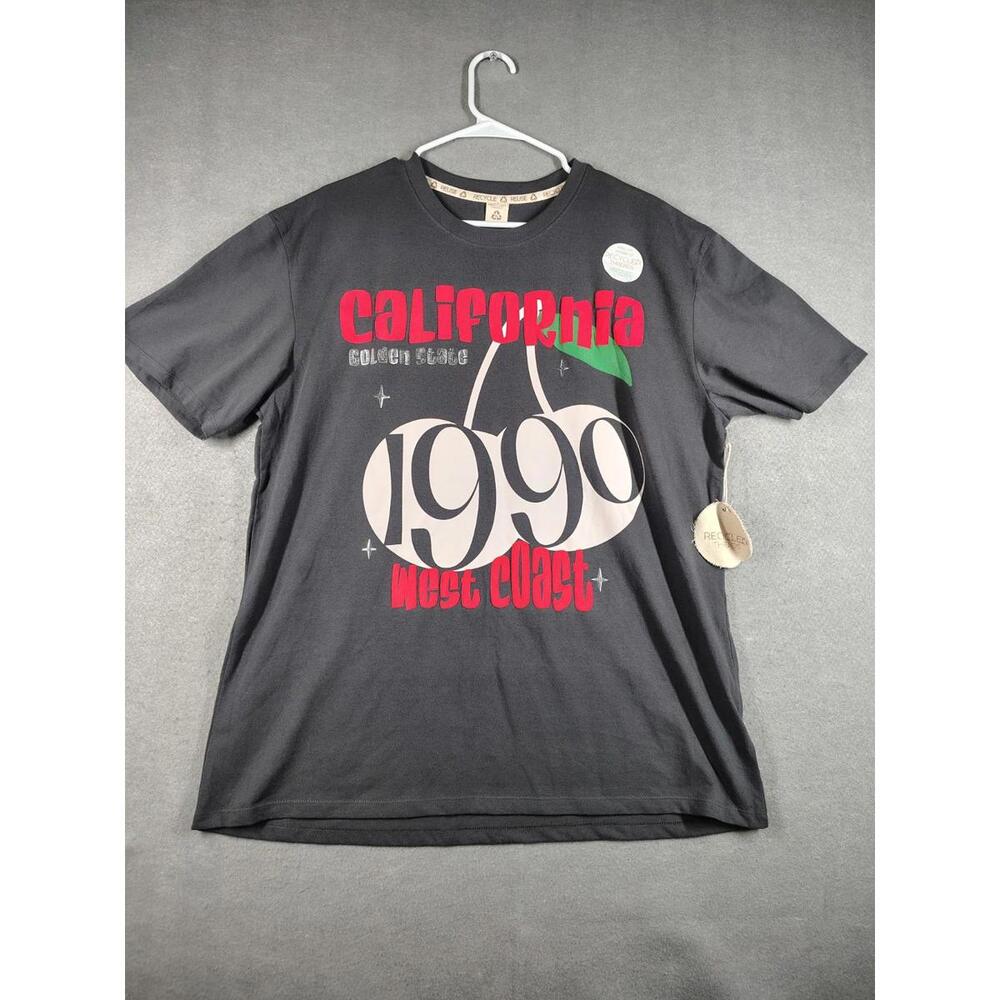 Recycled Threads Men’s XL California 1990 West Coast Graphic Tee Black NWT